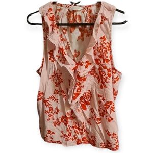 LC Lauren Conrad Pink and Red Floral Blouse